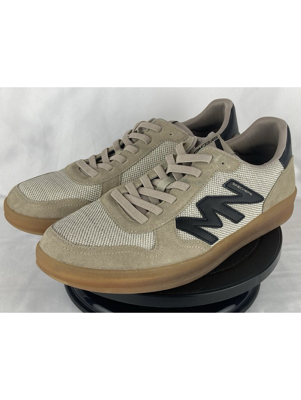 Men’s Size 12 Mark Nason Skechers Shoes Taupe Mesh Suede Gum Sole Sneaker 210911